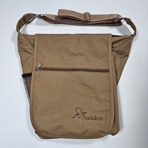 Audubon Messenger Bag Unisex Medium Brown Canvas Crossbody Birding Field Travel